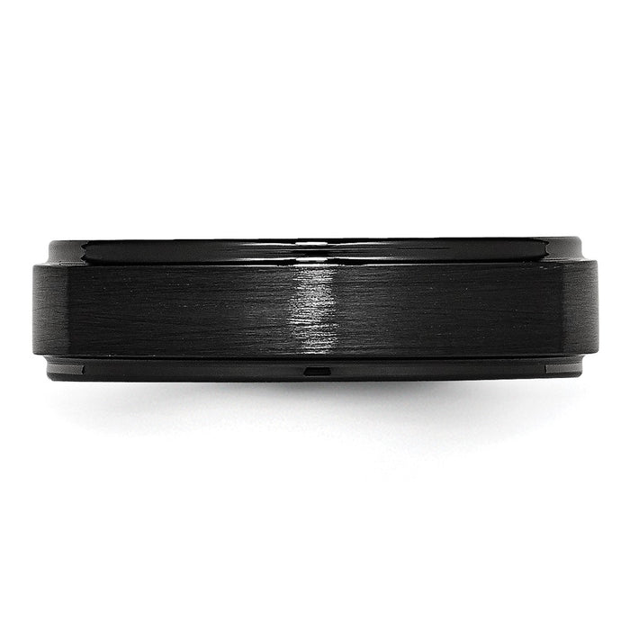 Exclusive 6mm Chisel Black Ceramic Band - Stylish Brushed & Polished Finish-3