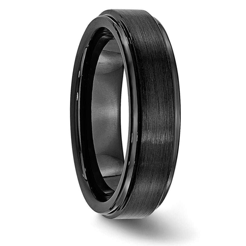 Exclusive 6mm Chisel Black Ceramic Band - Stylish Brushed & Polished Finish