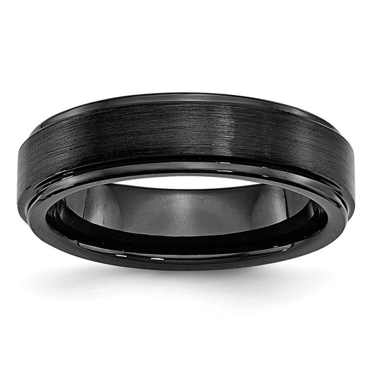 Exclusive 6mm Chisel Black Ceramic Band - Stylish Brushed & Polished Design