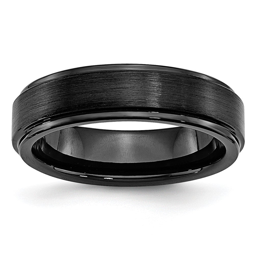 Exclusive 6mm Chisel Black Ceramic Band - Stylish Brushed & Polished Finish