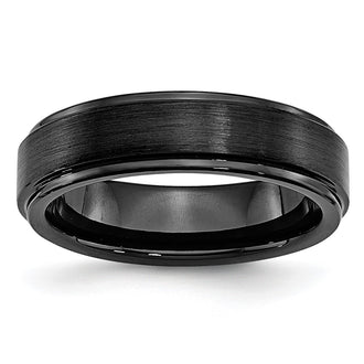 Buy Stylish 6mm Chisel Black Ceramic Band - Brushed & Polished Finish
