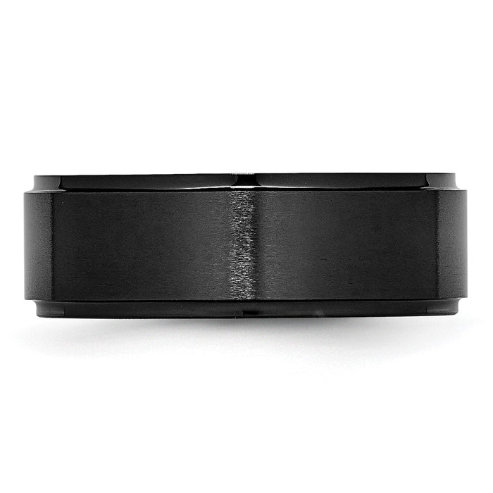 Buy Stylish 8mm Chisel Black Ceramic Band with Brushed & Polished Edges-3