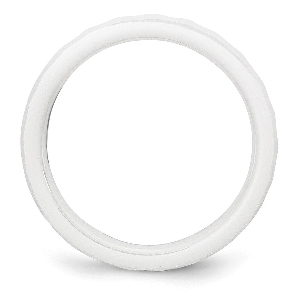 Exclusive 4mm Faceted Chisel Band in Polished White Ceramic - Stylish Value!