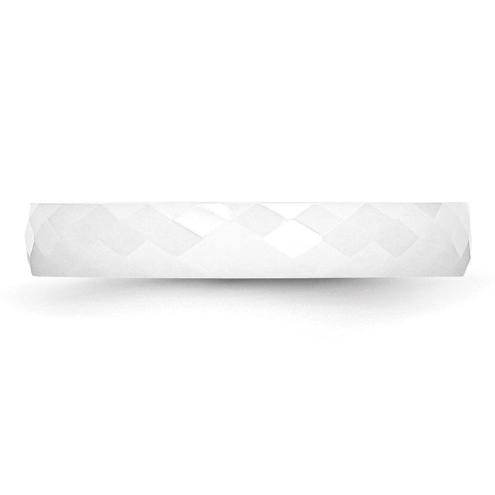 Designer 4mm Polished White Ceramic Faceted Band - Stylish & Affordable Jewelry