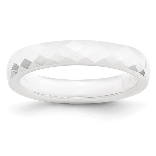 Buy Stylish 4mm Polished White Ceramic Chisel Band - Affordable Luxury Ring