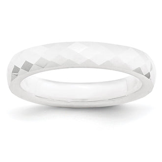 Buy Stylish 4mm Faceted Chisel Design Polished White Ceramic Band - Quality!
