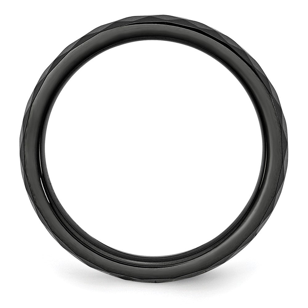 High-Quality 4mm Polished Black Ceramic Faceted Band - Stylish Design & Value