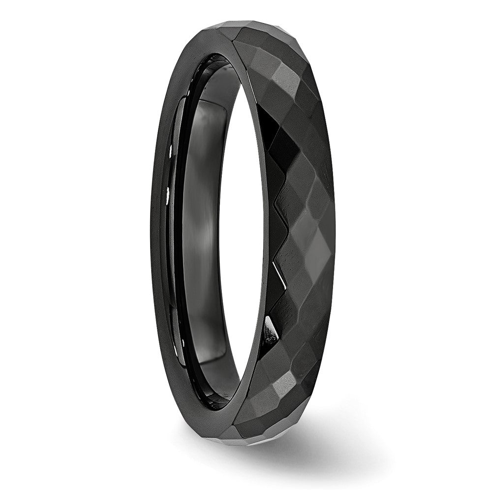 Buy Stylish Polished Black Ceramic Band - 4mm Faceted Chisel Design, Affordable