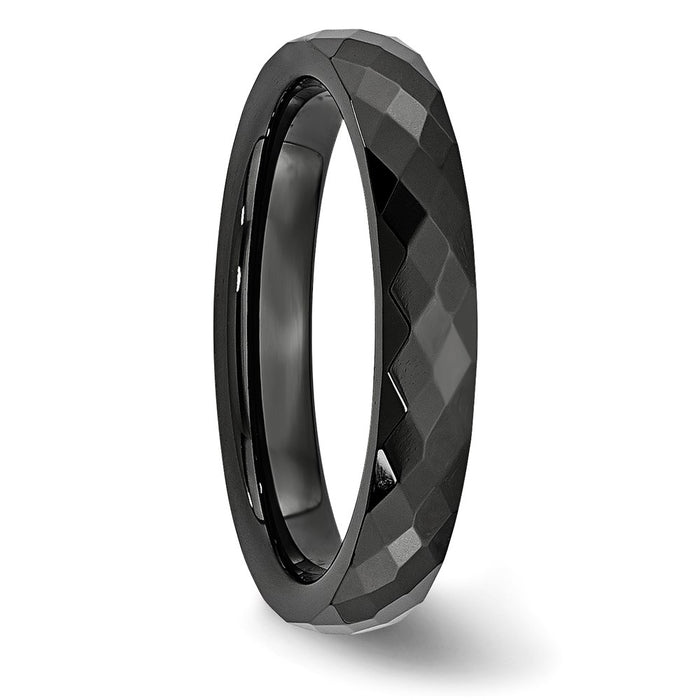Buy Stylish Polished Black Ceramic Faceted Band - 4mm Chisel Design Value-4