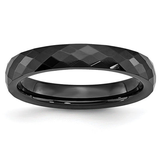 Buy Stylish Polished Black Ceramic 4mm Faceted Chisel Band - Affordable Luxury