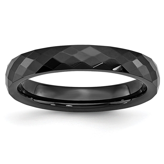 Buy Stylish Polished Black Ceramic Faceted Band - 4mm Chisel Design Value-1