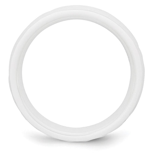 Buy Exclusive 6mm Polished White Ceramic Faceted Band | Stylish & Affordable