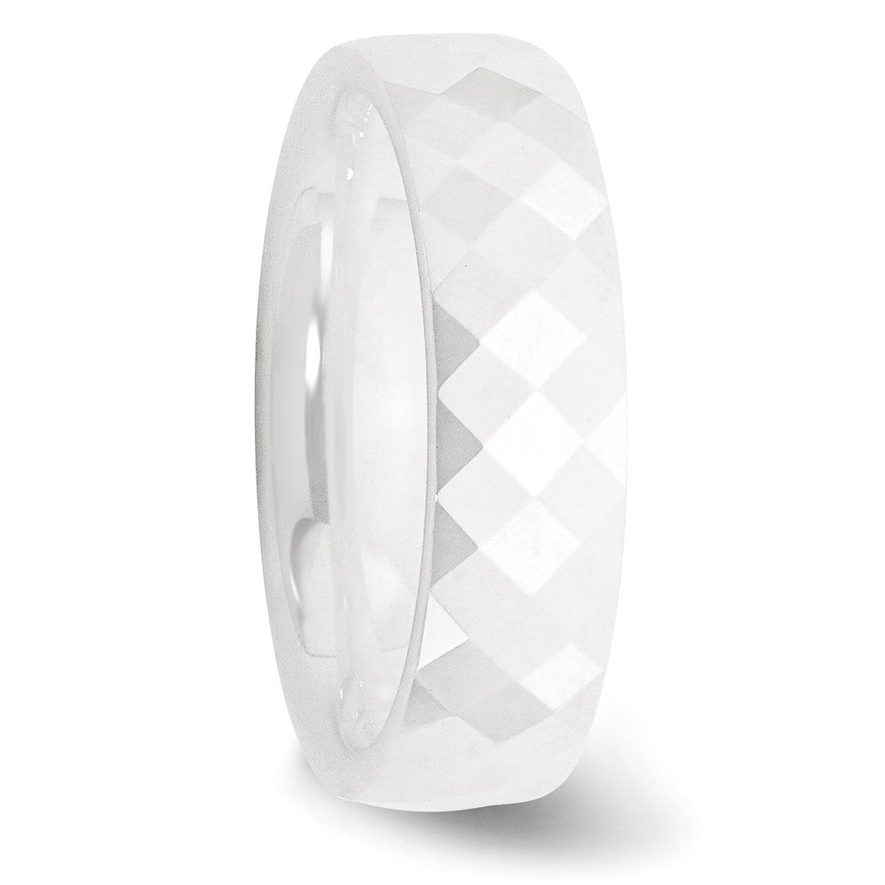 Buy Luxury 6mm Polished Faceted Band in Chisel Ceramic White - Stylish Design