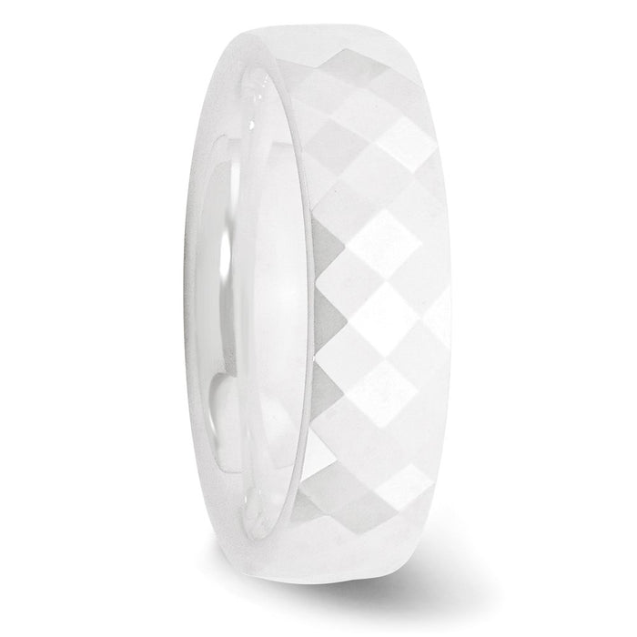 Buy Luxury 6mm Polished Faceted Band in Chisel Ceramic White - Stylish Design-4