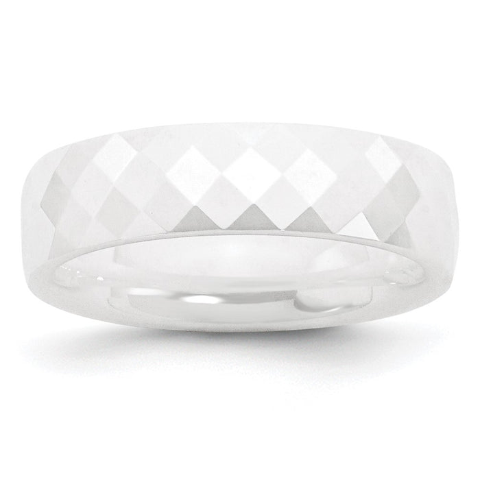 Buy Exclusive 6mm Polished White Ceramic Faceted Band | Stylish & Affordable-1
