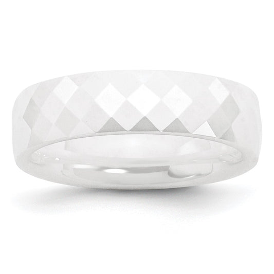 Exclusive 6mm Polished White Ceramic Chisel Band - Stylish & Affordable Jewelry