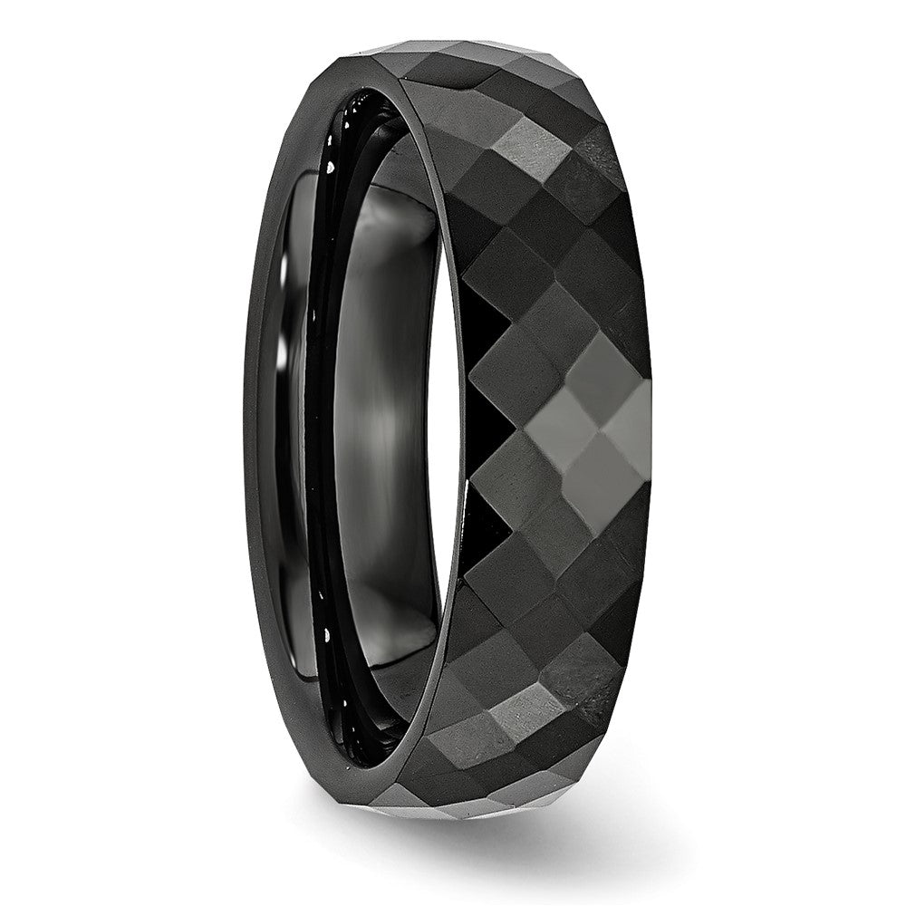Buy Stylish 6mm Polished Black Ceramic Faceted Chisel Band - Luxury Value