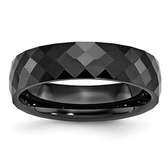 Buy Stylish 6mm Polished Black Ceramic Faceted Chisel Band | Luxury Value