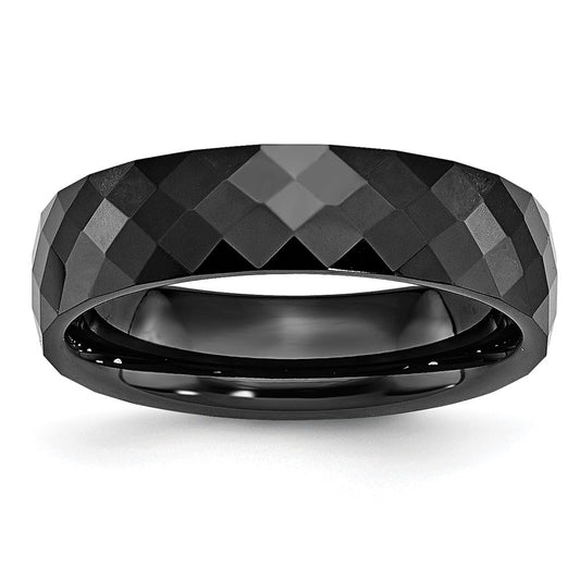 Buy Stylish 6mm Polished Black Ceramic Faceted Band - Luxury Design at Value Price