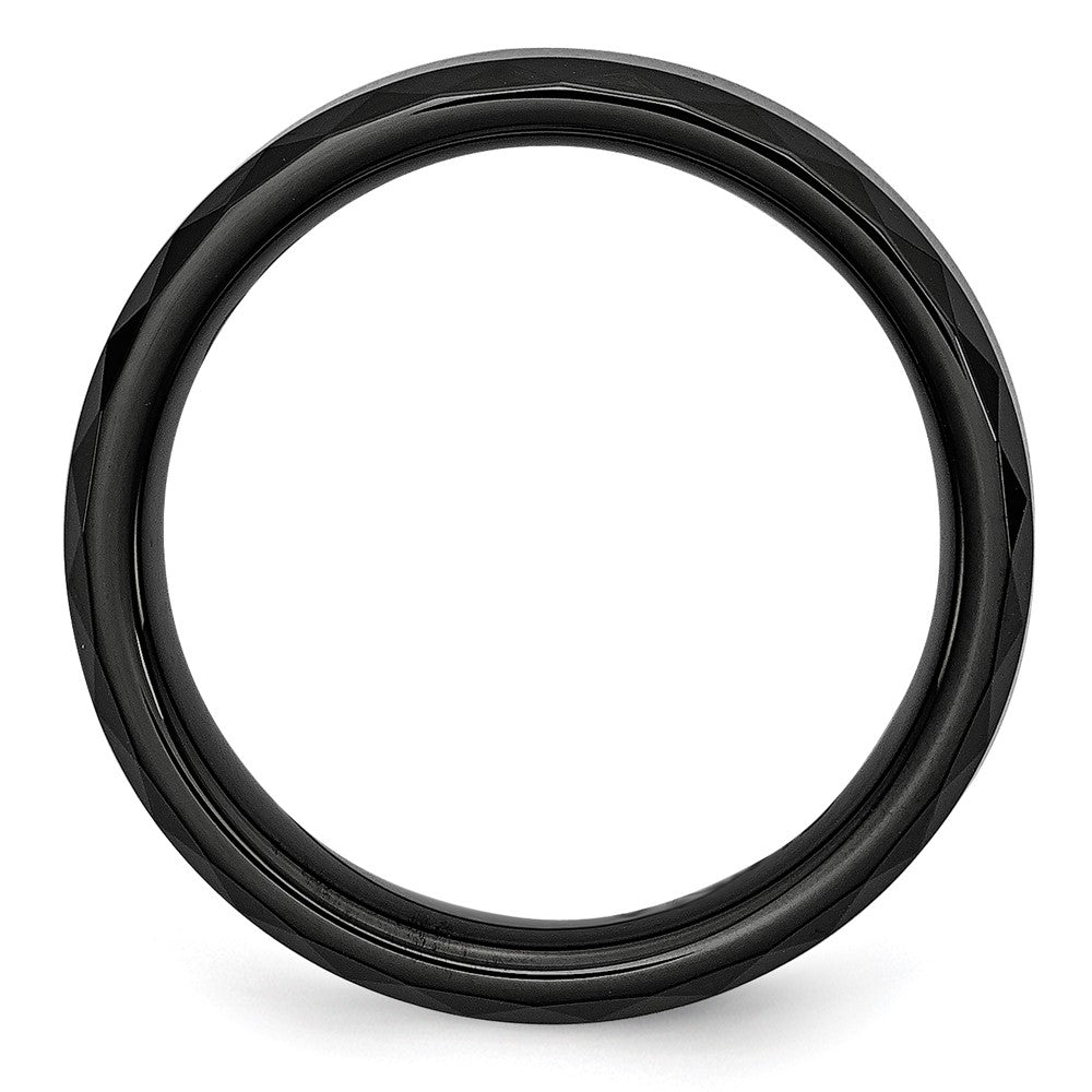 High-Quality 6mm Polished Black Ceramic Band | Stylish Beveled Edges