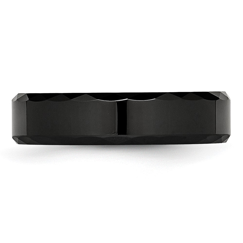High-Quality 6mm Polished Black Ceramic Band | Stylish Beveled Edges