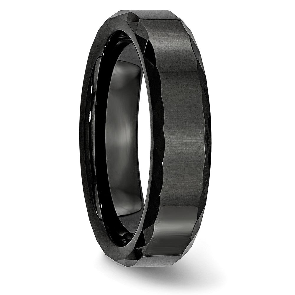 High-Quality 6mm Polished Black Ceramic Band | Stylish Beveled Edges