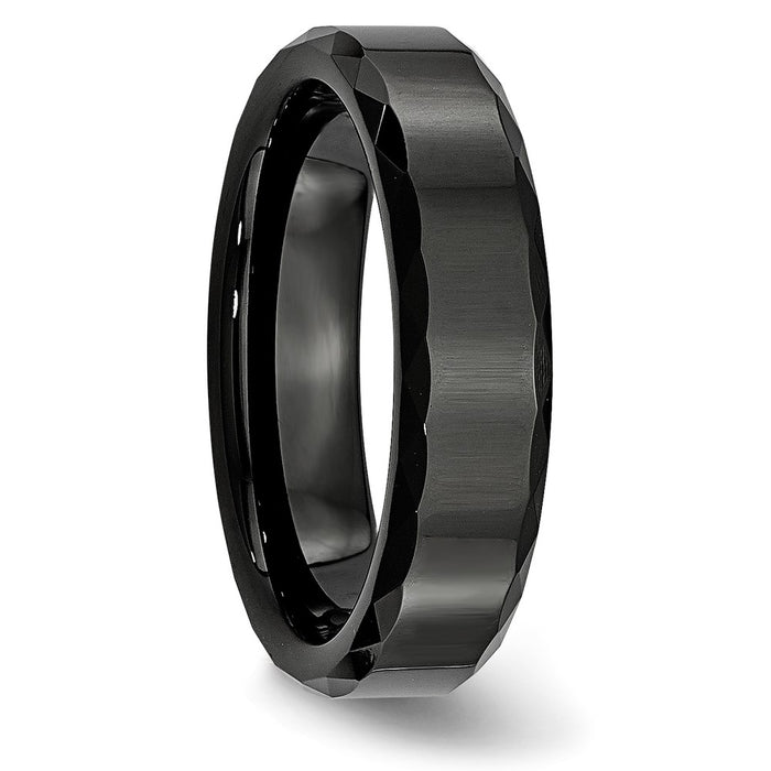 Buy Stylish 6mm Polished Black Ceramic Band with Faceted Beveled Edges-4