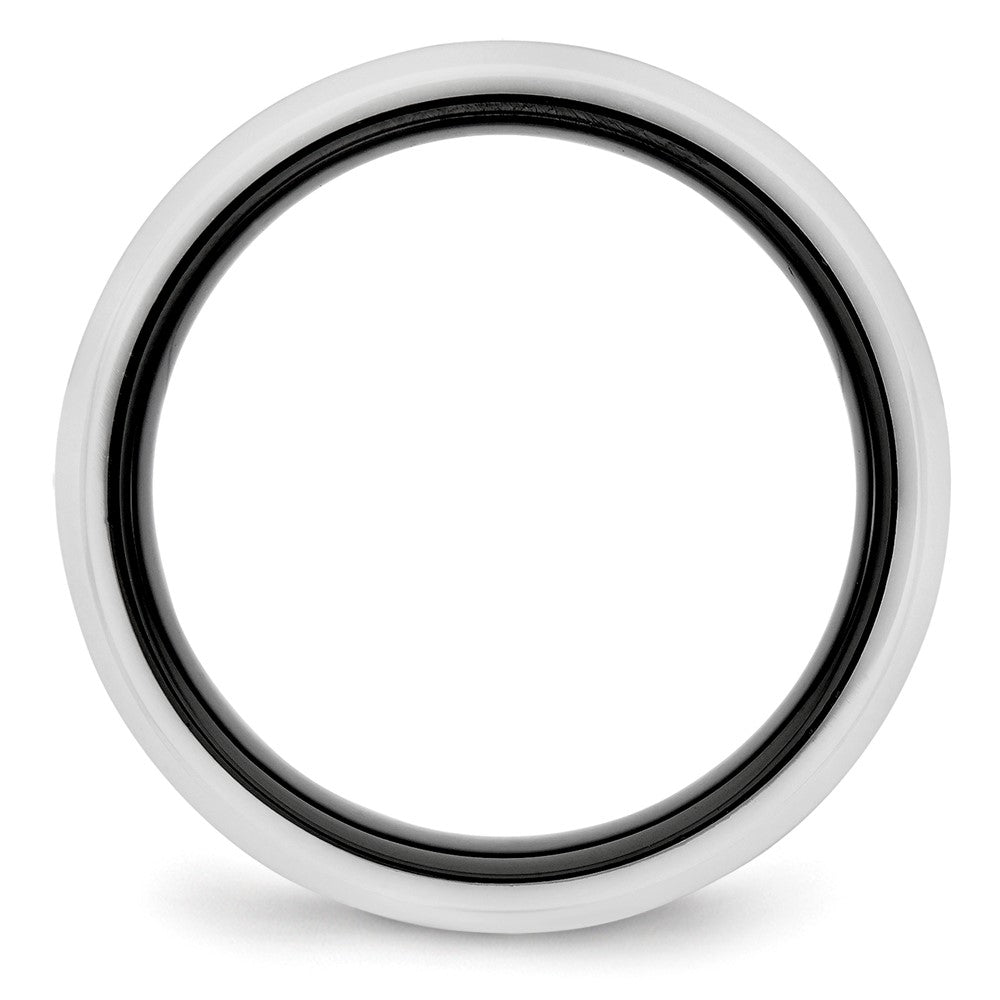 High-Quality Black and White Chiseled Ceramic Band - 6mm, Affordable Price