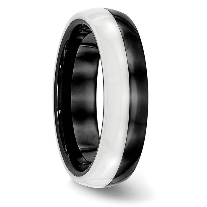 Order Stylish 6mm Chiseled Ceramic Polished Band in Black and White-5