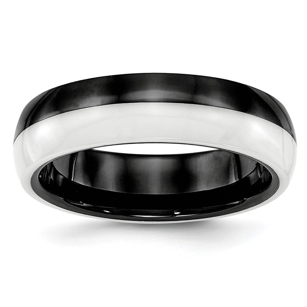 Buy Stylish 6mm Chiseled Ceramic Polished Band in Black & White - Luxury Design