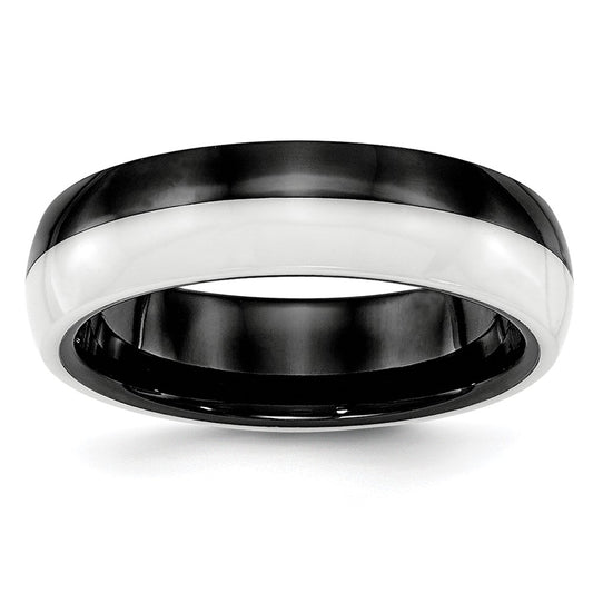Buy Stylish 6mm Chiseled Ceramic Polished Band - Black and White Design