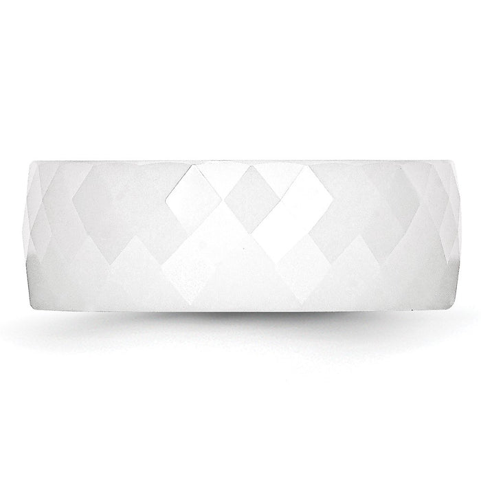 Buy Stylish 8mm White Faceted Ceramic Chisel Band | High-Quality Value Ring-3