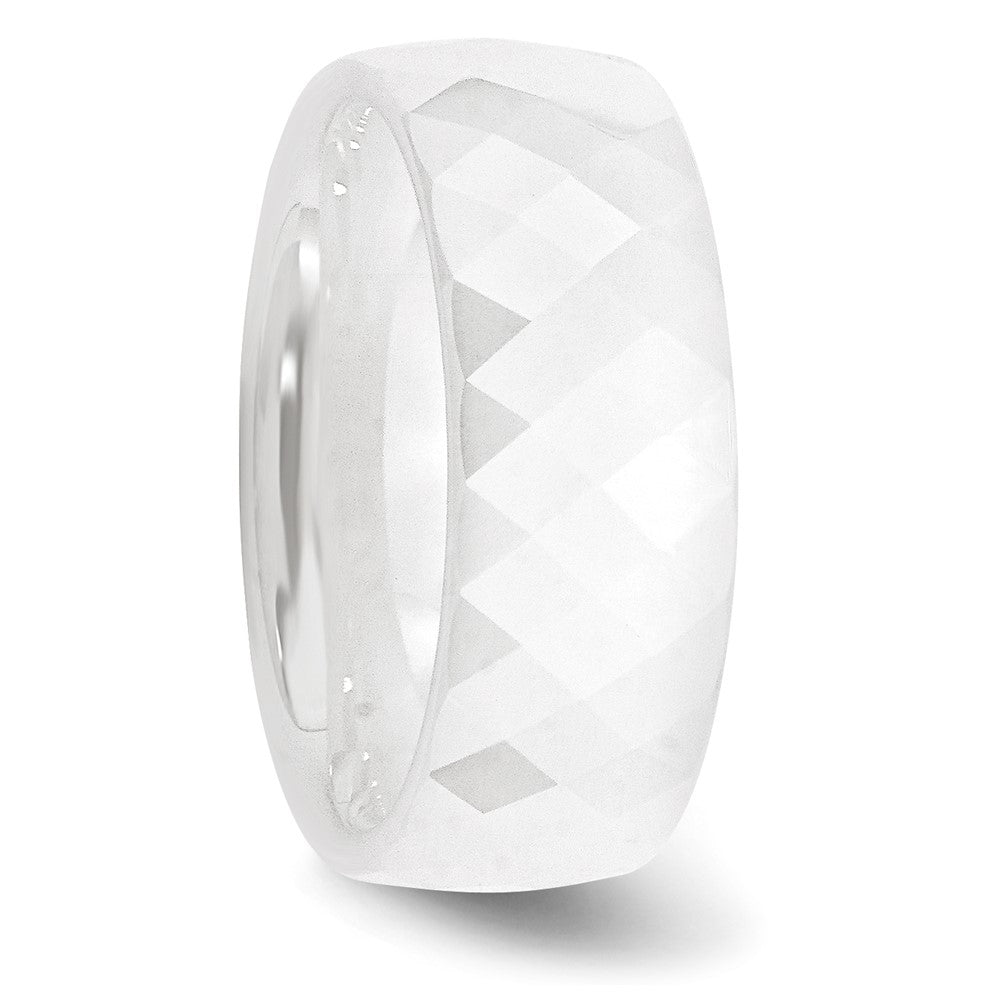 Exclusive 8mm White Faceted Ceramic Chisel Band | Stylish & Affordable Design