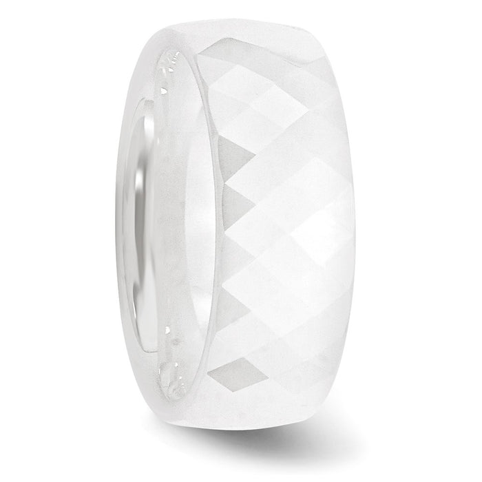 Exclusive 8mm White Faceted Ceramic Chisel Band | Stylish & Affordable Design-4