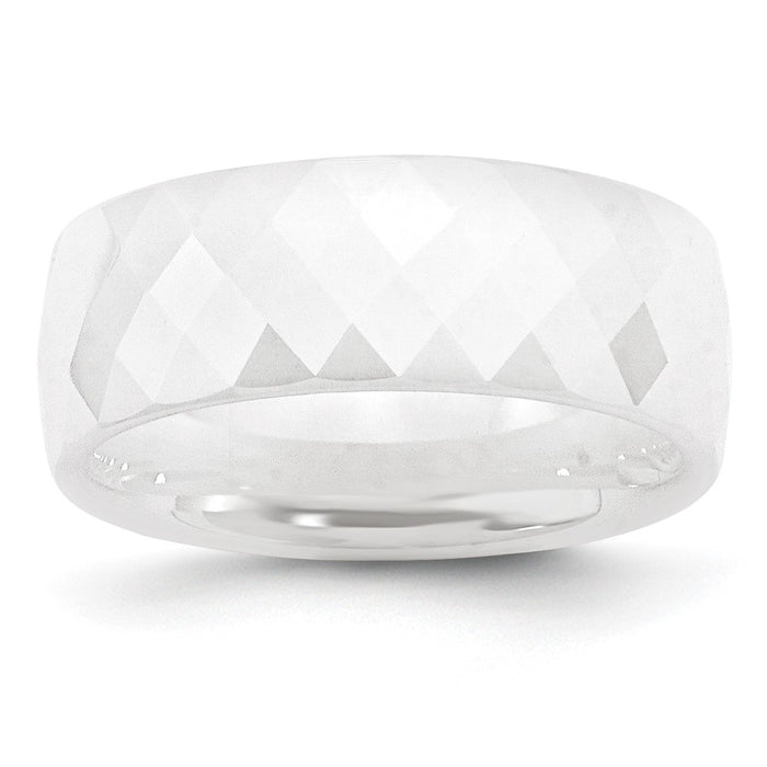 Exclusive 8mm White Faceted Ceramic Chisel Band - Stylish & Affordable Design-1