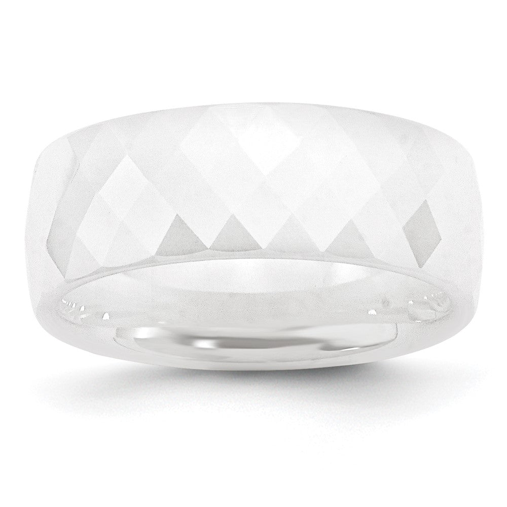 Exclusive 8mm White Faceted Ceramic Chisel Band - Stylish & Affordable Accessory