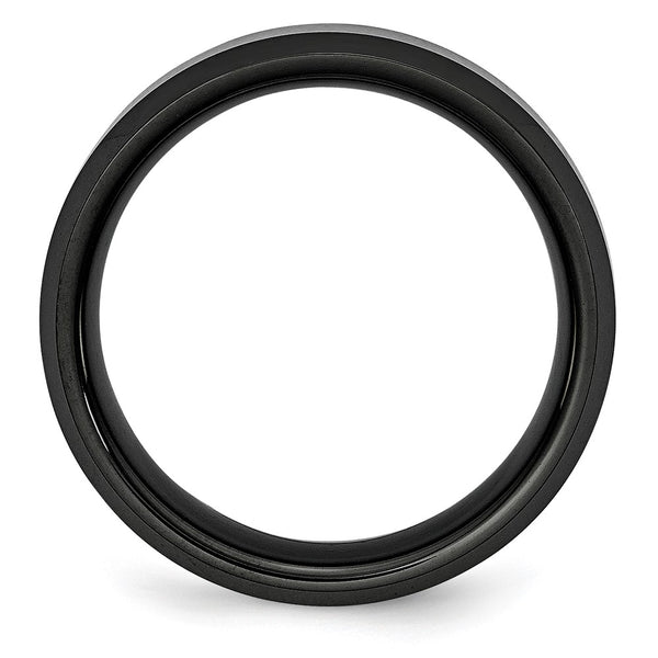 8mm Chiseled Ceramic Black Beveled Edge Ring