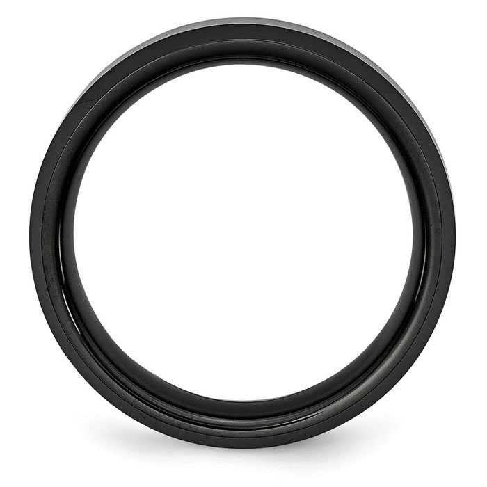 Buy Stylish 8mm Chiseled Ceramic Black Beveled Edge Ring - Luxury Design!-2