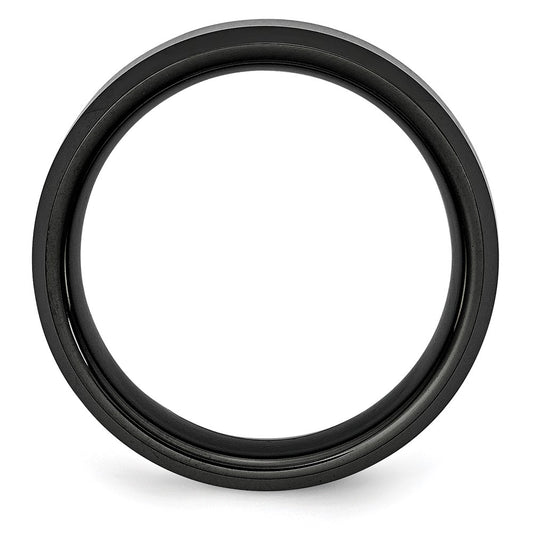 Buy 8mm Chiseled Ceramic Black Beveled Edge Ring - Stylish & Affordable!