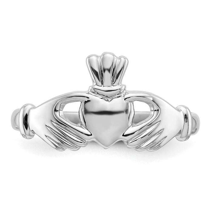 Shop Stylish 14K White Gold Claddagh Ring - 7mm, Luxurious & Affordable!-4
