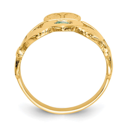 Shop Stylish 14K Gold-Plated Claddagh Ring with Green Stone | Affordable Luxury