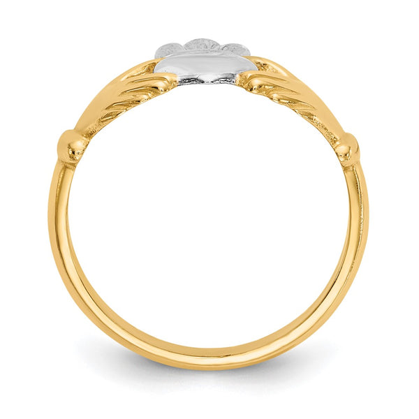 14K Polished Rhodium-Plated Claddagh Ring