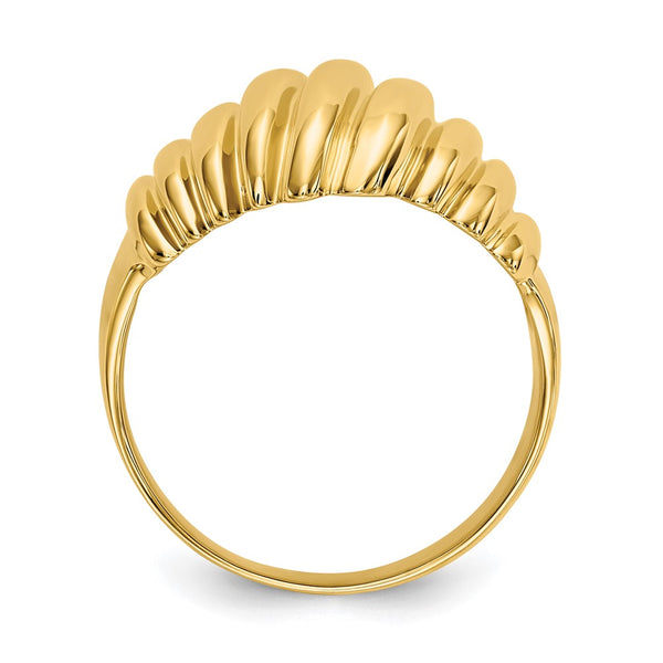 14K Gold Polished Scalloped Dome Band Ring - Style GR1-1002220
