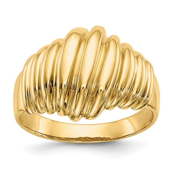 14K Gold Polished Scalloped Dome Band Ring - Style GR1-1002220