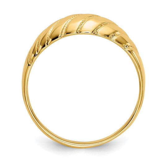 High-Quality 14K Gold Polished Scalloped Dome Band Ring | Stylish Value Option