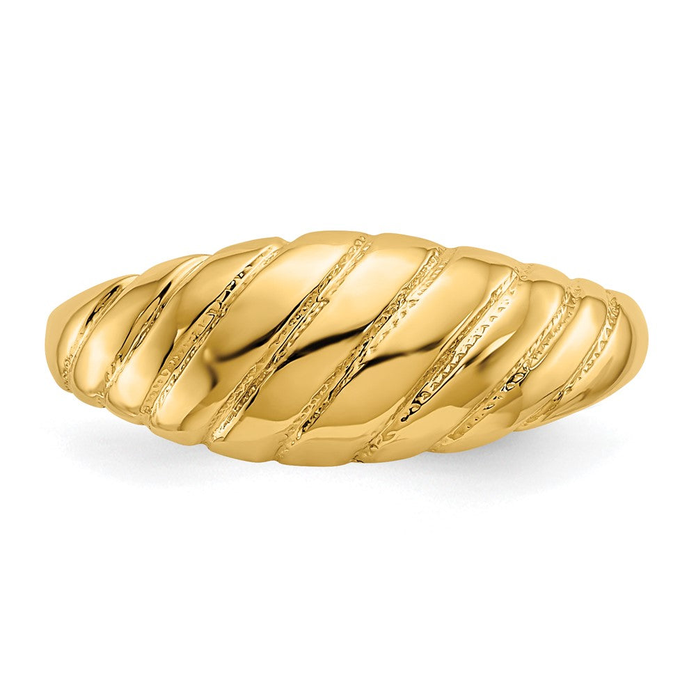 High-Quality 14K Gold Polished Scalloped Dome Band Ring | Stylish Value Option