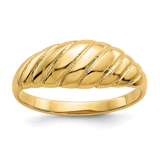 High-Quality 14K Gold Polished Scalloped Dome Band Ring | Stylish Value Option