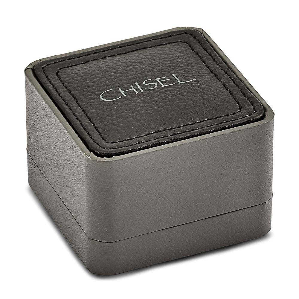 Exclusive Stylish Chisel Brushed Stainless Steel Cufflinks - Black Rubber