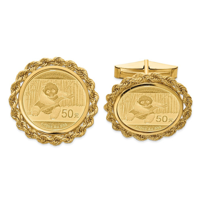 High-Quality 14K Men's Cuff Links with Panda Coin - Stylish & Affordable Jewelry-1