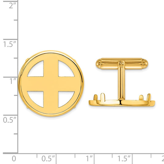 Buy 14K Men's Polished Wideband Coin Bezel Cuff Links - Stylish 21.6mm Jewelry